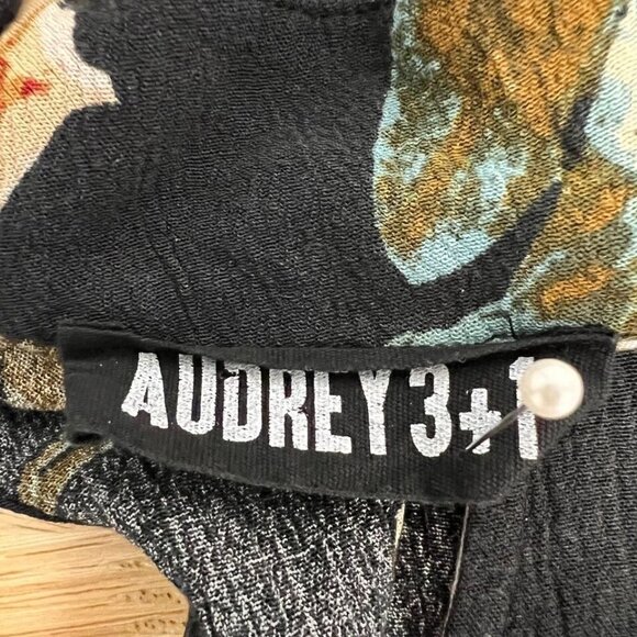 AUDREY 3+1 Womens Multicolor Floral Keyhole Neck Long Sleeve Tunic Blouse Sz S/M - Picture 9 of 9